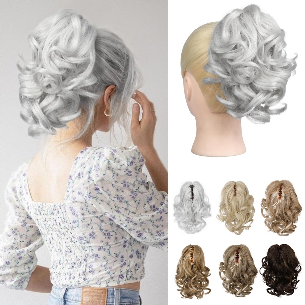Short Ponytail Extension, Classic Loose Curly Wavy Claw Clip‎ Pony tail